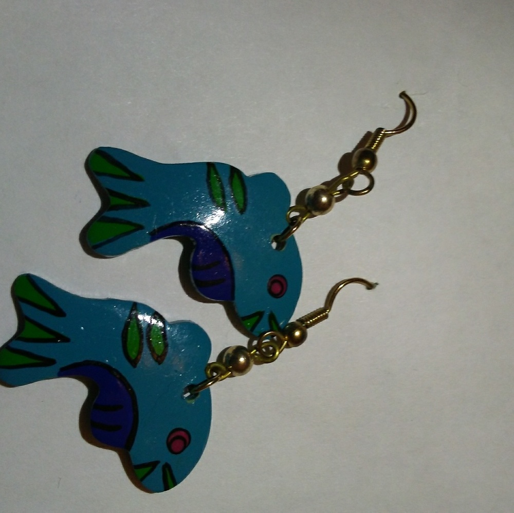 Wood Fish Earrings